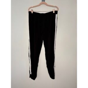 Joe Boxer Black Jogger Sweatpants White Side Stripe Elastic Waist Mens Large